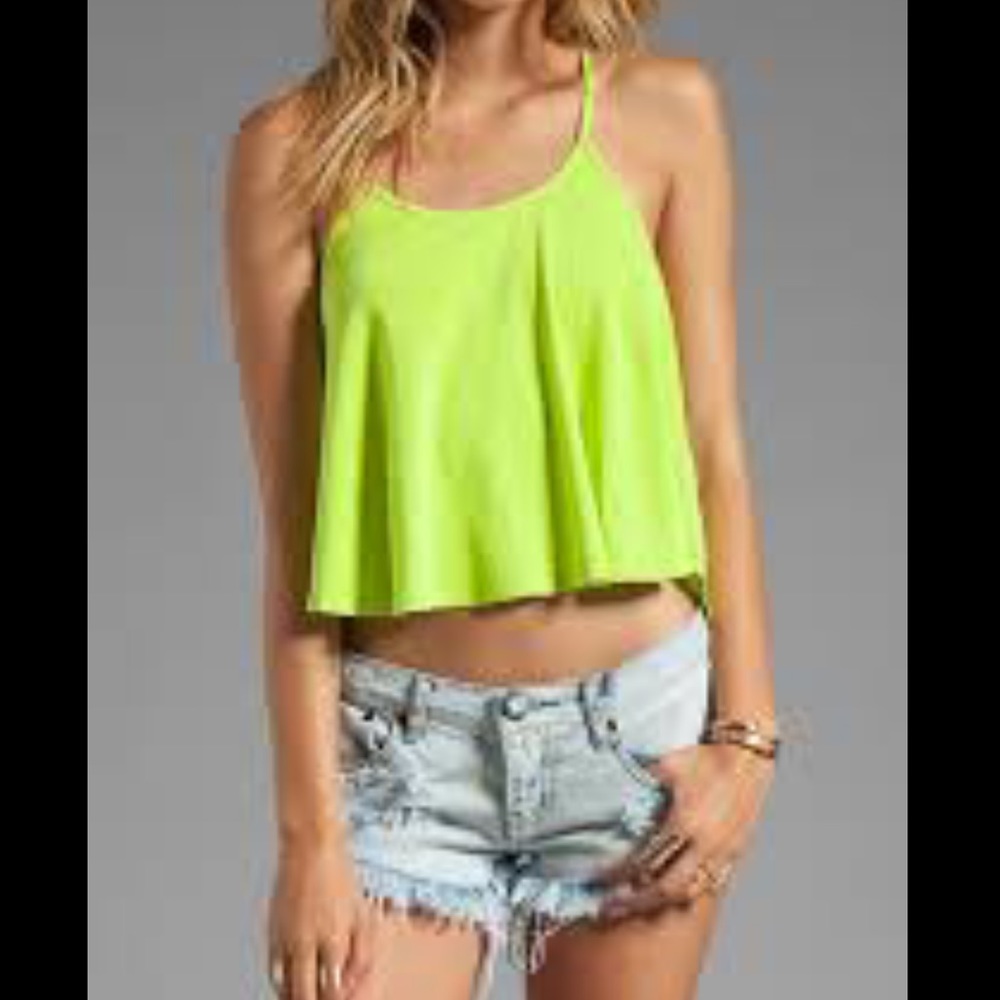 VS Pink NWT Neon Yellow green Crochet fishnet Lace Cover up Tank Top XS/S